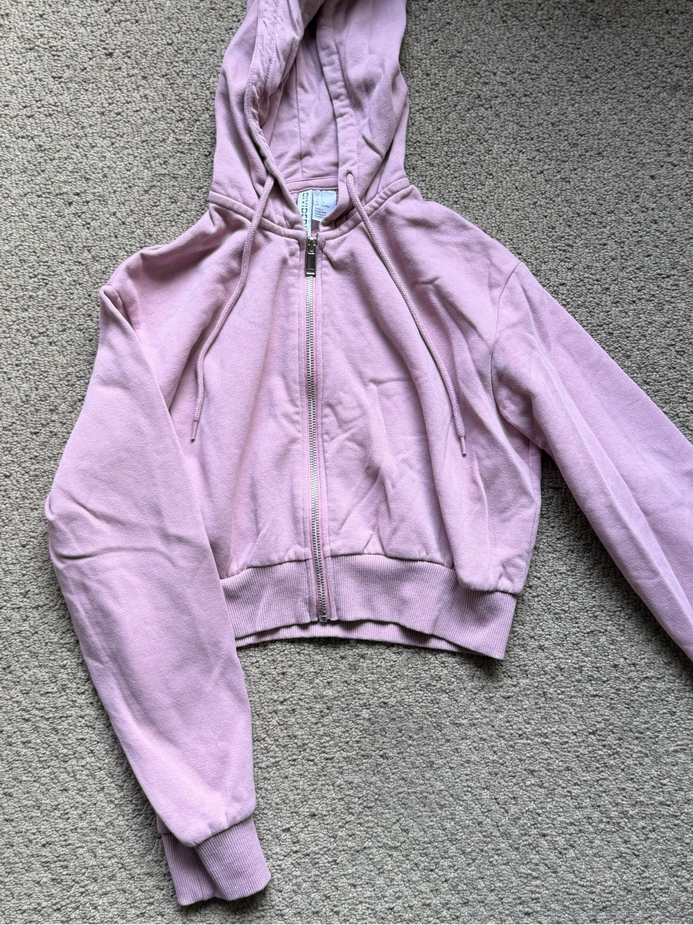 Divided Light Pink Cropped Zip-Up Hooded Jacket
